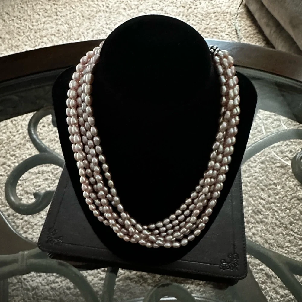 Honora ❤️ 6 Strain Pink Fresh Water Pearl Statement Necklace. Pre❤️Loved - Picture 4 of 13